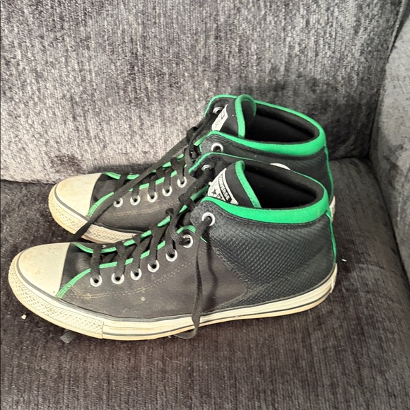Converse All Star Black with Green Trim Sneakers - Picture 4 of 4